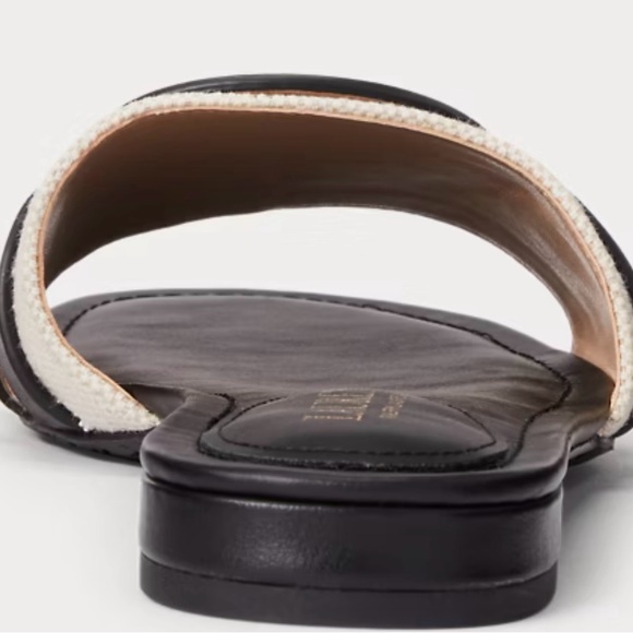 COPY - Ralph Lauren, leather combo slide sandal, with a slight heel padded inso… - Picture 2 of 6